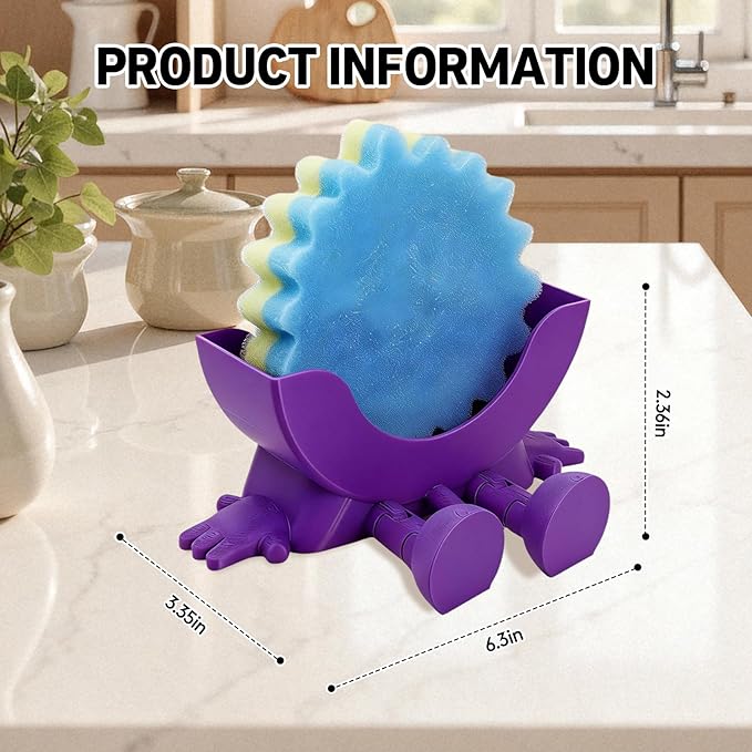 Cute Hanging Sponge Holder with Drainage, Peeing Scrub Sponge Holder, Ponge Holder for Kitchen Sink, Funny Sponge Stand for Kitchen Sink, 3D Printing Countertop Sponge Holders (Green)