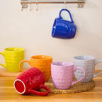 Coffee Mugs Set of 6，14 oz Large Ceramic with Handles,Coffee,Salad,Noodles etc Cups for Cereal Latte,Vibrant Colors (Vibrant 6, 14-oz)