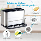 Kitchen Sink Organizer Stainless Steel, Stainless Steel Kitchen Sink Organizer, Compact Multi-Compartment Caddy for Sponges, Brushes & Cleaning Supplies, Rust-Resistant, Easy to Clean