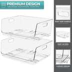 Sorbus Stackable Storage Bins Open Front - Clear Stackable Storage Bins - Pantry Bins for Storage and Organization - Acrylic Stackable Bins for Kitchen - Clear Pantry Organizer Bins (Large 4 Pack)