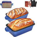 9x5 Enameled Cast Iron Loaf Pan with Lid - 2 in 1 Sourdough Bread Pan for Homemade Baking