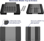 Simple Houseware Expandable Kitchen Drawer Flatware Organizer, Black/Gray