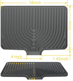 Silicone Drying Mat for Kitchen Counter , Dish Drying Rack Matt with Built in Drain, 18 Inch Dry Mats for Dishes Drying Pad for Kitchen Counter (18×12inch, gray)