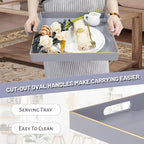 MAONAME Decorative Tray, Gray Serving Tray with Handles, Coffee Table Trays, Square Plastic Trays for Ottoman, Bathroom, Kitchen, 13" x 13" x 1.57"