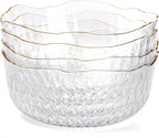 Frcctre 4 Pack 70 Ounce Small Clear Plastic Serving Bowls, 8 Inch Round Crystal Salad Mixing Bowl Disposable Plastic Catering Bowls for Party, Salad, Fruit, Snack, Chip, Popcorn