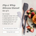 Starpack 'Flip & Whip' Premium Silicone Baking Utensils Set (5 Pcs) - Heat Resistant to 600F - Spatulas, Whisk & Basting Brush Set