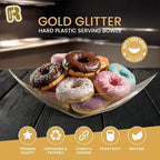R-kay 6 Pack Plastic Serving Bowls - 64 OZ Gold Glitter Bowls - Salad Bowls Large Serving - Premium Heavy Duty For Weddings Catering And Birthday parties