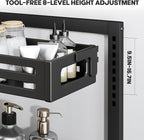 1 Pack Under Sink Organizer,Pull Out Cabinet Organizer with Smooth Cylindrical Rail,Metal Slide Out Drawer for Kitchen Bathroom Laundry Cabinet,8-Level Tool Free Height Adjustable-Black