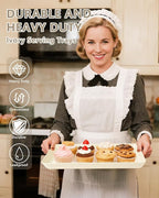 YOUBET 8 PCS Plastic Serving Trays - Ivory Wheat Straw Trays for Serving Food - Super Strong Disposable Platters, Heavy Duty Plastic Trays for BBQ, Picnic, Party, Wedding