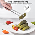 U-Taste 10" Kitchen Cooking Tweezer Set: 18/8 Stainless Steel Food-Grade Metal Food Tong, Seamless-Welding, Flexible and Non-Slip for Pasta Salad Meat Serving, Baking, Frying (Round & Pointed Tip)