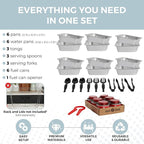 Alpha Living 6 Pack Refill Kit - Disposable Chafing Dish Buffet Set, Welded Body Food Warmers for Parties, Fuel Cans, Half Size Pans, Warming Trays