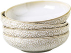 8" Ceramic Pasta Bowls, 22 Oz Serving Bowls Set of 4, Porcelain Shallow Soup Bowl, Embossed Serving Dishes for Pasta, Fruit, Salad, Housewarming Gift, Dishwasher Safe