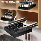 Pull Out Spice Rack Organization for Cabinet, Slide Out Expandable Spice Organizer, Adjustable Spice Cabinet Organizers, Cabinet Size Need: 2.4" Highx10.6" Deepx(6" to 8.2")Wide, Hold 20 Spice Jar