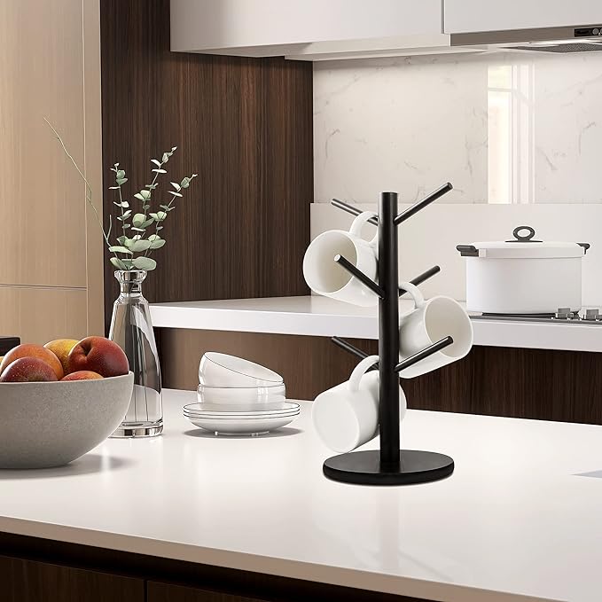 MyLifeUNIT Mug Holder Tree, Coffee Cup Holder with 6 Hooks (Black) | MyLifeUNIT, Mug Holder Tree, Coffee Cup Holder, 6 Hooks, Black