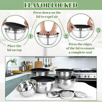 Mixing Bowls with Lids Set - 5 Nesting Mixing Bowls, 3 Grater Attachments, Airtight Lids, Stainless Steel Mixing Bowls for Mixing & Serving, Size 1.5/2.1/3.5/4/4.5 QT, Black