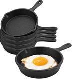 4 Inch Mini Cast Iron Skillet Set of 6, Black Small Cast Iron Skillet, Nonstick Small Frying Pan for Indoor and Outdoor Restaurant Kitchen