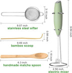 MONOJOY Electric Matcha Whisk Set 4 PCS Matcha Making Kit Powder Mixer Electric Milk Frother Traditional Tea Scoop Chashaku, Spoon, Sifter, Durable Coffee Stirrers Maker Tools Gift for Lovers Beginner