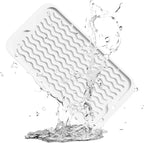 ZLR Silicone Sponge Holder & Sink Caddy Tray (6" x 12") - Narrow Dish Drying Mat for Kitchen Counter - Waterproof Soap Dispenser Organizer, Non-Slip Bathroom Vanity Tray (Milk White)