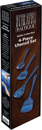 Totally Bamboo Baltique Malta Collection 4 Piece Cooking Utensil Set, Safe for Nonstick