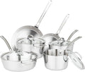 Viking Contemporary 3-Ply Pots and Pans Set, 10 Piece Stainless Steel Kitchen Cookware, Silver