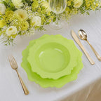 COLOSUS 60 Pack Lime Green White Plastic Bowls, 12 oz Disposable Soup Bowls, Premium Plastic Dinner Bowls,Heavy-duty Dessert Salad Bowl for Party, Wedding, Dinner