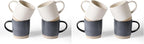 famiware Coffee Mugs Set of 4, Milkyway 13 oz Mug Set, Ceramic Cup Set with Handle for Coffee, Tea, Cocoa, Milk, Matte White + Matte Dark Charcoal (Pack of 2)