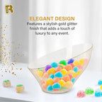 R-kay 6 Pack Glitter Angled Candy Bowls - Gold Plastic bowls 20 Oz - Premium Gold Plastic Serving Bowls Disposable Heavy Duty For Weddings Catering, parties, And All Occasions