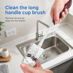 Long Handle Kitchen Cleaning Brush Set of 2, Long Handle Tableware Brush for Dishes, Sinks, pots, Pans, Long Handle Bottle Brush for Water Bottles, Glassware