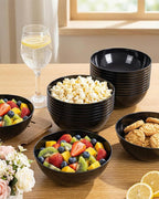 bUCLA 50 Pack Black Plastic Serving Bowls - 24oz Black Disposable Bowls for Dessert, Soup, Cereal, Salad & Fruit - Ideal for Wedding & Party