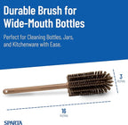 SPARTA Large Water Bottle Brush Ideal for Wide-Mouth Jars, Bottles and Tumblers, Dishwashing Tool with Handle for Home and Commercial Kitchens, Plastic, 16 Inches, Brown, (Pack of 4)