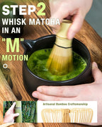 20OZ Matcha Whisk Set - 5PCS Matcha Set Includes Macha Bowl with Spout, Bamboo Whisk with Ceramic Holder, Bamboo Scoop and Sifter, Matcha Kit for Ceremony, Gift for Matcha Lovers (Matte Black)