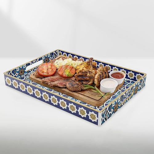 AGIOTA Coffee Table Trays for Living Room Serving Tray with Handles, Modern Large Tray for Ottoman Coffee Table