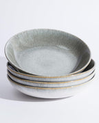 Pokini Pasta Bowls of 4, 32 Oz Salad Bowls Soup Bowls, Large Pasta Serving Bowl Porcelain Pasta Plates, Wide and Deep Bowls Set Microwave & Dishwasher Safe-Gradient Green