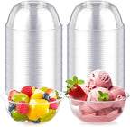 Qeirudu 12 oz Small Clear Plastic Bowls, 100 Pack Disposable Hard Plastic Party Serving Bowls for Salads, Ice Creams, Fruit, Desserts, Parfaits, Snacks