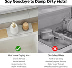 3 Pack Diatomite Stone Sink Tray, Water Absorbing Mat for Kitchen & Bathroom Counter, Quick Dry Soap Dish Makeup Vanity Caddy,Sponge Holder Organizer, Beige - 2pcs of 4.5"x 3.5" and 1pc of 9"x 3.5"