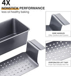 HONGBAKE 4 Pack Meatloaf Pan with Drain Tray, 9 x 5 Inches Loaf Pans with Insert, Nonstick Meat Loaf for Baking, Grey