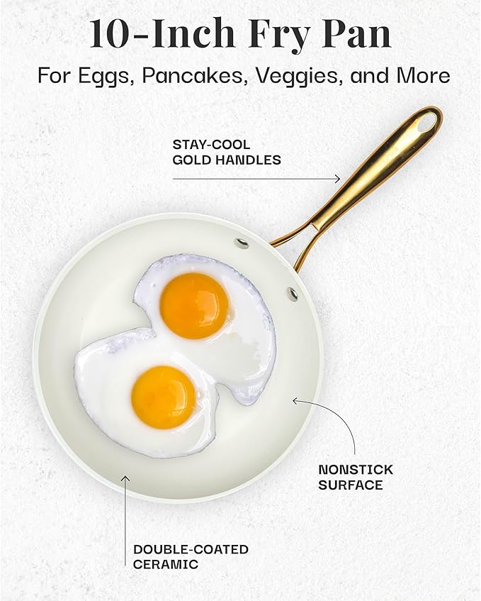 GOTHAM STEEL 10 Inch Non Stick Frying Pans Nonstick Frying Pan, Nonstick Pan, Cooking Pans, Non stick Skillet, Non-Stick Pan, 100% PFOA Free Ceramic Coating, Dishwasher Safe, Navy Cream