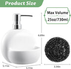 RQYIXI Soap Dispenser with Sponge Holder Ceramic Hand and Dish Soap Dispenser 25oz for Kitchen Bathroom