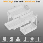 3 Pack Under Sink Organizers, 2-Tier Multi-Use Kitchen and Bathroom Organizers and Storage with Sliding Drawers, Bathroom Cabinet Organizer (White, 12.8 Inch)