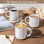 GBhome Large Coffee Mugs Set of 4, 16oz Handmade Stoneware Coffee Mugs Set with Large Handle for Cappuccino/Latte/Tea/Hot Cocoa, Dishwasher & Microwave Safe, Off White