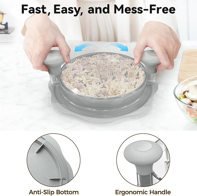 10" Pro Chicken Shredder Tool Twist Large for Kitchen, BPA-Free Food-Safe Meat Grinder, Visible Chicken Breast Meat Shredder with Strong Anti-Slip Bottom & Ergonomic Handle, Gray