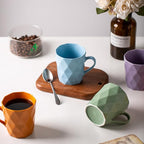 11 Ounce Porcelain Mugs, Set of 6, Tea and Cocoa Mug Set, Blue, Matte