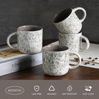 MONITO 12 OZ Coffee Mugs Set of 4, Ceramic Coffee Mugs,Modern Coffee Mugs Set with handle for Tea/Latte/Cappuccino/Milk/Cocoa. (Beige-brown, 4 Count（Pack of 1）)