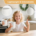Drinking Glasses - Wheat Straw Cups Set of 6, Unbreakable Plastic Tumbler, Alternative to Plastic Glasses Drinking Reusable, Drinking Cup Dishwasher Safe Plastic Cups 12 OZ - White