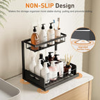 Under Sink Organizer,Metal Pull Out Cabinet Organizer Shelf,Kitchen Bathroom Organizers with Sliding Drawer,Storage Shelves,Storage and organization for Home,Laundry,RV,Pantry,Spice,Black,2 Pack