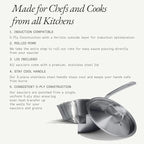 Made In Cookware | 5 Quart Stainless Steel Saucier Pan | 5 Ply Stainless Clad | Professional Cookware | Crafted in Italy | Induction Compatible
