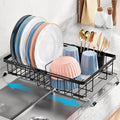 iSPECLE Expandable Dish Drying Rack for Kitchen Sink - Rust Resistant Adjustable Over the Sink Dish Drainer with Non Slip Rubber, 12.7" W x 12.8"-25.2" L, Black