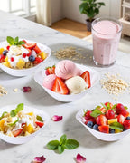 bUCLA 50Pack White Plastic Serving Bowls - 16oz Disposable Serving Bowls for Party Dessert/Ice Cream/Salsa/Snack