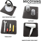 MicoYang Silicone Dish Drying Mat for Multiple Usage,Easy clean,Eco-friendly,Heat-resistant Silicone Mat for Kitchen Counter or Sink,Refrigerator or Drawer liner Coffee M 12 inches x 12 inches