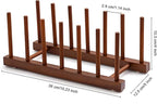 HBlife 2pcs 6 Slots Teak Dish Plate Bowl Cup Book Pot Lid Cutting Board Drying Rack Stand Drainer Storage Holder Organizer Kitchen Cabinet（Keep Dry）